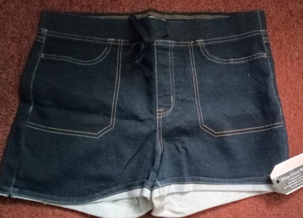 Denim Shorts High Waisted Dark Wash Raw Hem Size Tag